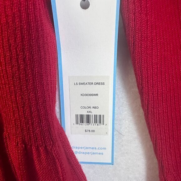 Draper James RSVP Sweater Dress Women's 2XL XXL Red Balloon Sleeve Knit midi NWT - Picture 3 of 6